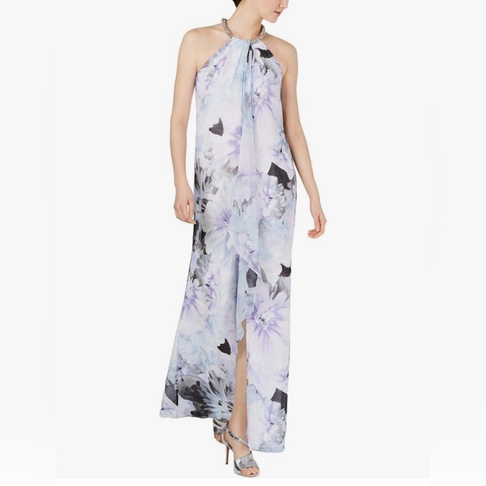 Calvin Klein Halter Dress with Draped Front & Beading Size 4